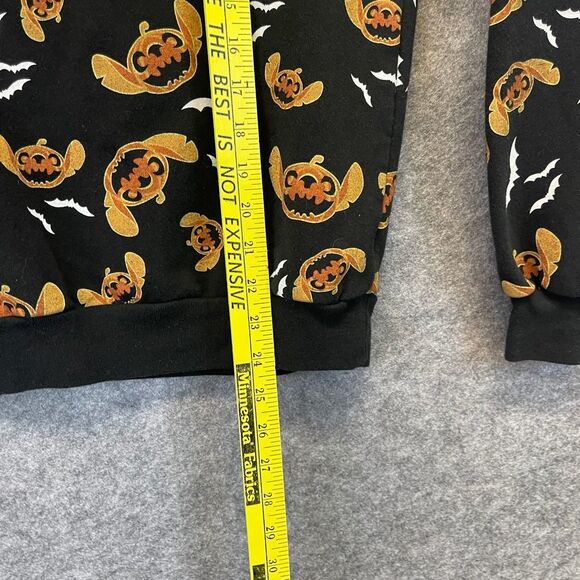 DISNEY Halloween Sweatshirt Stitch Junior Small Black Bats Pumpkins Long Sleeve - Picture 8 of 11
